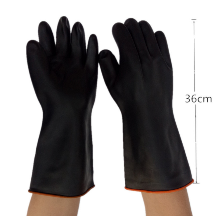 Black Outside Orange Inside Latex Industrial Gloves