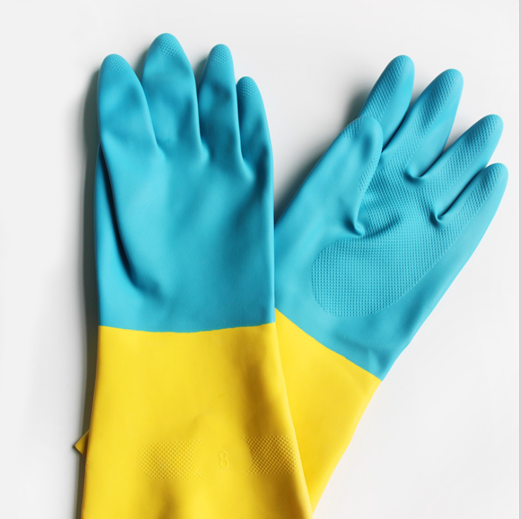 Blue Yellow Color Neoprene Industrial Gloves